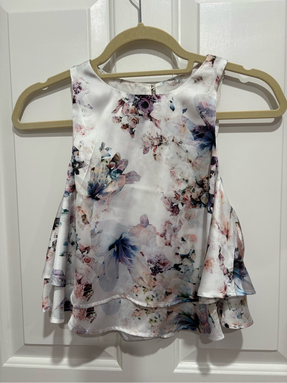Show Me Your Mumu XS Floral Ruffle Swing Tank Top - White/Pastel
